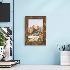 Renditions Gallery 4x6 inch Picture Frame Walnut Wood Grain Frame, High-end Modern Style, Made of Solid Wood and High Definition Glass for Wall and Tabletop Photo Display