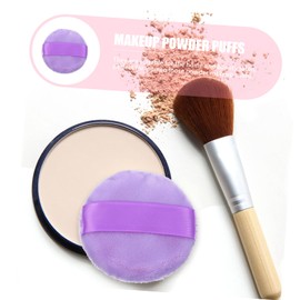Beavorty 5pcs Soft Velour Makeup Powder Puff for Loose Powder Skin-friendly Dual-sided Cosmetic Tool Travel-friendly for Women and Beauty Salons Purple Color Compact