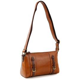 Sakura Women's Mini Shoulder Bag, Cowhide Leather, Made in Japan, Camel