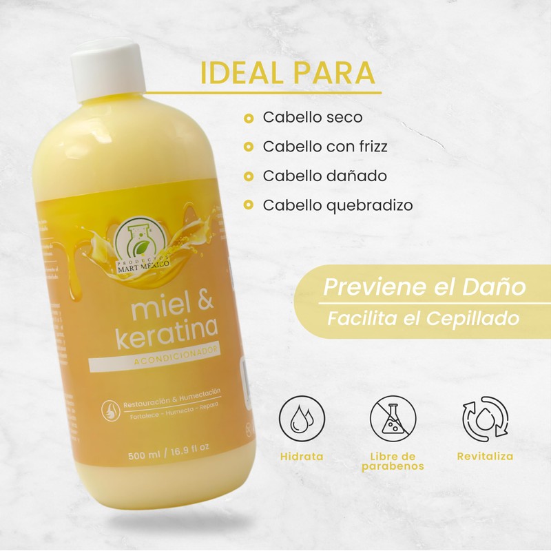 Acondicionador Miel & Keratina Humectante Productos Mart Mexico 500 Ml