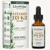 Vitamin D3 with K2 Liquid Drops, All Natural, Non-GMO, 1208iu