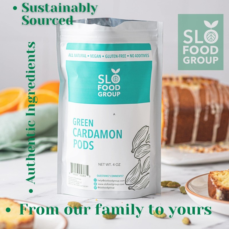 Slofoodgroup Green Cardamom Pods -Natural Cardamom Spice - 2 Oz.