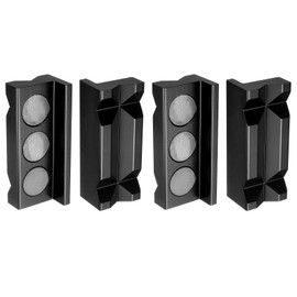 HARFINGTON 2set Magnetic Vise Jaws 4 Inch Magnet V-Grooves Soft Aluminum Bench Jaw Pads Covers Multi-Purpose Protector for Woodworking Jewelry Making Plumbing, Black