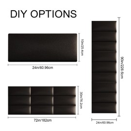 COZY SEEKER Upholstered Wall Mounted Headboard, 3D Soundproof Wall Panels Peel and Stick Headboard for Queen Size, Headboard for Adjustable Bed, Tufted Headboard, Black(9 Panels, 10" x 24")