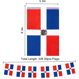 GSYLPFT Dominican Republic Flags Dominican String Flag Banners for Patriotic Events Independence Day Sports Bars Inside Outside Decorations 33 Feet 30 Flags