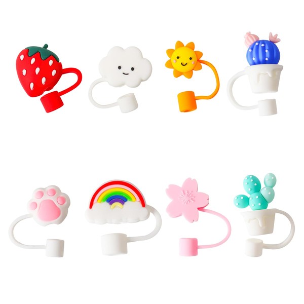 WANGCL 8 Stück Strohhalm Abdeckung Silikon Wiederverwendbare Staubdicht Strohhalm Verschluss