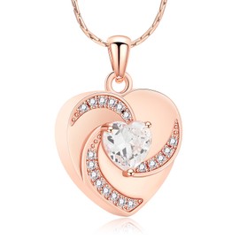 constantlife Heart Crystal Pendant Urn Necklace for Women Memorial Cremation Jewelry to Hold Human/Pet Ashes of loved one Stainless Steel Keepsake with Funnel Filler (Rose Gold)