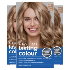 Clairol Lasting Colour Permanent Hair Dye | Perfect Grey Coverage | Shiny and Moisturised Hair | 135 ml | 8A Medium Ash Brown