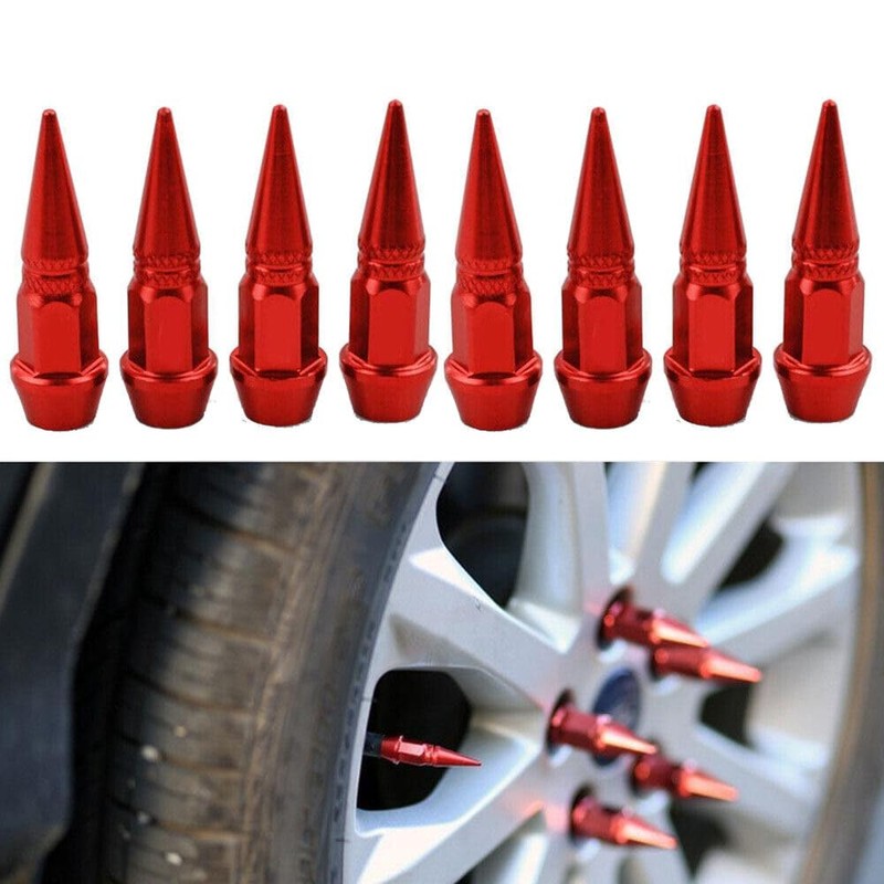TEAMWILL 8PCS Spike Car Tire Valve Stem Caps Truck Bike