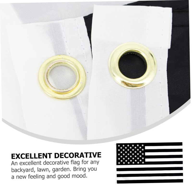 Sosoport 1pc American Flag Garden Banner Decoration Black White Stripe