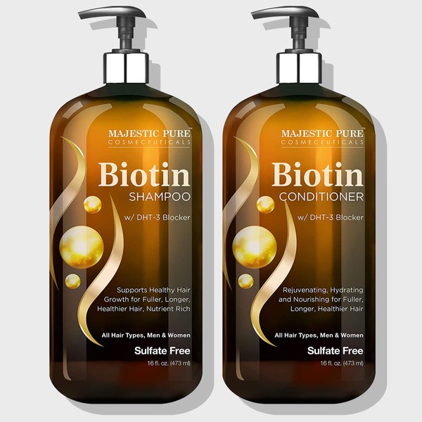 Majestic Pure Biotin Shampoo and Conditioner Set w/ DHT Blocker Complex