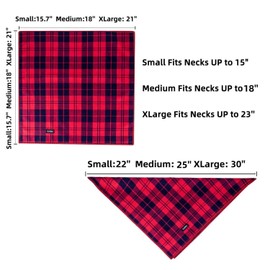 Gofshy Dog Bandanas XLarge-5PCS Birthday Gift Puppy Bandana Vibrant Color Plaid Printing Adjustable Dog Scarf Bib Handkerchief Accessories for Large Dog Pet