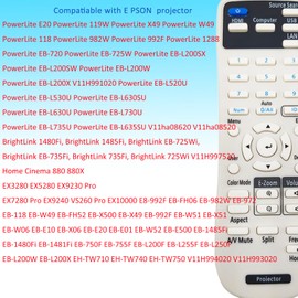 Replacement Remote Control 219863500 fit for Epson Projector PowerLite E20 119W X49 W49 118 982W 1288 EB-720 EB-L200X EB-L520U BrightLink 1480Fi 1485Fi EB-725Wi 735Fi 725Wi EX3280 Home Cinema 880 880X