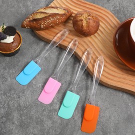 4 Pcs Silicone Spatula, 6.9 Inch Heat Resistant Small Spatula Scraper Set Kitchen Tools and Gadgets Non Stick Long Handle Spatulas Mini Kitchen Utensils for Baking, Cooking, Mixing