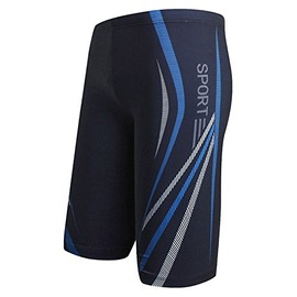AIEOE Men's Swim Jammer Trunk Shorts Ligtweight High Elastic Swimming Trunk Blue XL