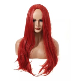Sourcing Map Peluca Larga Para Mujer Dama De 24 Pulgadas Rojo Vino Cabell