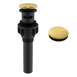 KENES Brushed Gold Pop Up Bathroom Sink Drain with Overflow, Bathroom Sink Drain Assembly with Strainer Pop Up Drain, Lavatory Bathroom Vanity Sink Pop Up Drain Stopper