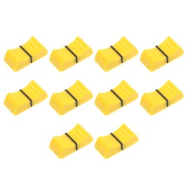 sourcing map Plastic Straight Slide Potentiometer Flat Push Knob Insert Shaft 4x1mm Yellow 10pcs
