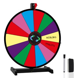 WJTQTBT 18” Spinning Wheel for Prizes,14 Colorful Prize Slots Tabletop Spinner,Color Prize Wheel for Trade Show,Fortune Spinning Game,Carnival