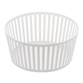 Yamazaki Home Tower Striped Steel Fruit Basket – Kitchen Storage Produce Holder, Tall, White