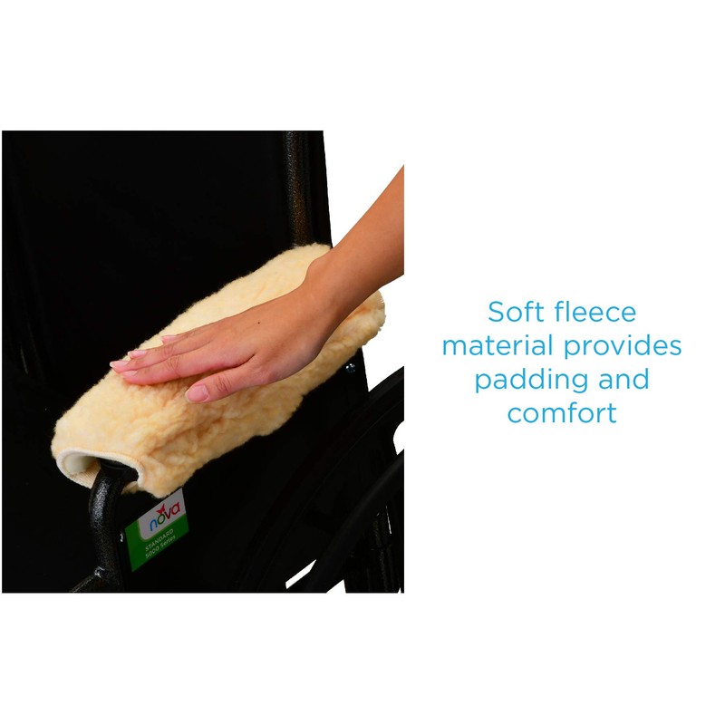 Nova Sheepskin Fleece Armrest Covers for Wheelchairs, Transport Chairs &