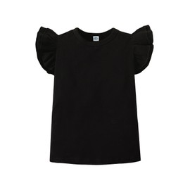 ZFZDRen 12M-7Y Toddler Baby Girls T Shirt Solid Color Blouse Ruffle Top Cotton Casual Tees Plain Shirt (4-5 Years, A048)