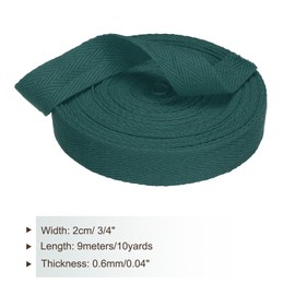 PATIKIL Cotton Webbing Tape, 20 mm x 9 m, Bias Tape, Cotton Seam Tape, Twill Tape, Hemming Tape, Fabric Tape, Woven Tape for Sewing for DIY Crafts, Knitting Packaging, Dark Green