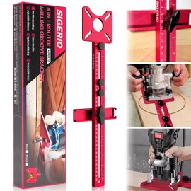 Sigerio New 4 in 1 Router Milling Groove Bracket, Aluminum Alloy Router Circle Cutting Jig, Multifunctional Router Guide for Cutting Circles, Adjustable Router Jig Tool for Woodworking (Rose Red)