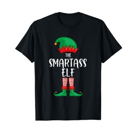 Smartass Elf Christmas Party Matching Family Group Pajama T-Shirt