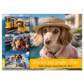Dachshund on a Big Tour - Cute Dogs Discover the World (Desk Calendar 2026 DIN A5 Landscape), CALVENDO Monthly Calendar: Dog Calendar with Dachshunds on Europe and Beyond. (CALVENDO Animals)