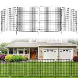5 Panels Dog Fence Outdoor for Yard, 36 in(H) X 12.5 ft(L) Decorative Garden Fence Rustproof No Dig Animal Barrier Fencing Metal Wire Panel Border Patio Rabbits Ground Stakes