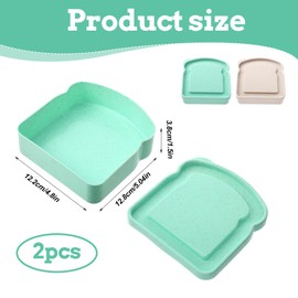 QFGasre 2 Pcs Sandwich Containers Toast-Shaped Sandwich Containers for Lunch Boxes Plastic Food Storage with Lid Sandwiches Holder Bread Boxes BPA Free Reusable Microwave Dishwasher Safe for Family