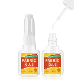 Fabric Glue Permanent, 2pc Washable Clear Clothing Glue with Brush, Extra Strong Fabric Adhesive for Clothes Repairs, Leather, Crafts, Denim, Material, Textile, Felt and Badges
