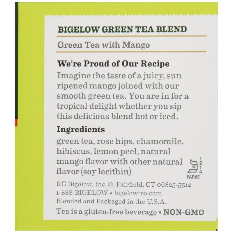 Bigelow Tea Green Tea with Mango, 20 ct