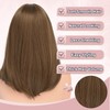 Brown Bob Wig with Bangs Shoulder Length Straight Wigs for