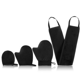 TIESOME 4 Pcs Self Tanning Mitt Applicator Kit, 4 in 1 Reusable Tanning Glove Accessories for Face Body Back Streak Free Tan Mitt (black)