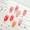 24Pcs Flower Medium Almond Fake Nails With Star Rhinestones Pink