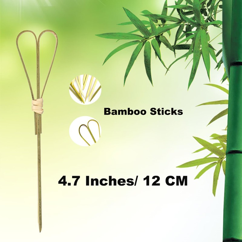 AUEAR, 100 Pack 4.7 Inch Bamboo Cocktail Picks Heart Shaped