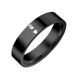 Kings And Queens Matching Rings for Him and Her K&Q Couples Wedding Engagement Ring Comfort Fit Finger Band Stainless Steel Statement Promise Anniversary Valentines Day Xmas Gift for Women Men (9, Q)
