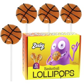 Basketball Lollipops Individually Wrapped - 12 Basketball Candy Suckers for Basketball Party Favors, Basketball Birthday, Basketball Party Supplies - Sports Candy