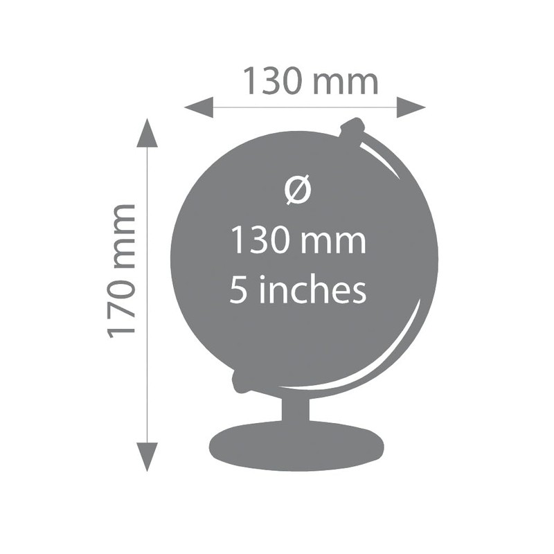 TROIKA Gagarin Mini Globe Diameter 13 cm Silver-Coloured Seas &