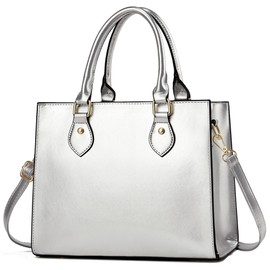 CHICAROUSAL Crossbody Purses and Handbags for Women PU Leather Tote Top Handle Satchel Shoulder Bags, Silver