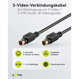 Wentronic 50057-GB 1m 4 Pin Mini Din Plug to 4 Pin Mini Din Plug Audio Video Cable