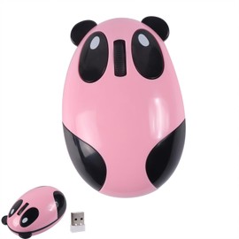 EALEK Cute Panda Wireless Mouse 2.4G - Rechargeable, Energy-Saving, Precise and Portable (Pink)