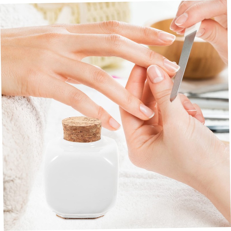 NOLITOY Manicure Ceramic Cork Bottle Nail Lotion Holder Tapered Cups