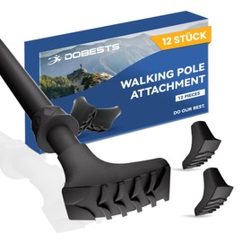 Hiking Poles Attachments, 12 Pieces, Professional Hiking Pole Attachment Set for All Standard Hiking Poles & Nordic Walking Poles, Rubber Buffer Pads for Trekking Poles, Asphalt, Gravel & Mountains