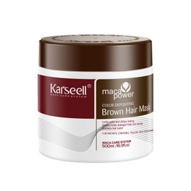 Karseell Mascarilla acondicionadora con color para realzar el color, hidratar y mejorar el cabello teñido, 16,90 oz (500 ml) (marrón)