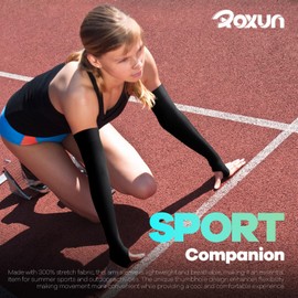 ROXUN 4 Pairs Arm Sleeves with Thumb Hole, UV Sun Protection Cooling Compression Cover Sports for Men/Women 2 Black+Dark Gray+Light Gray