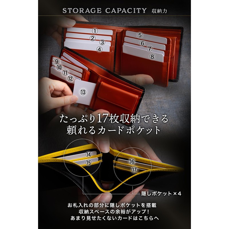 Men's Bi-fold Wallet, 2-fold, Genuine Leather, Large Capacity, Card, Bi-fold