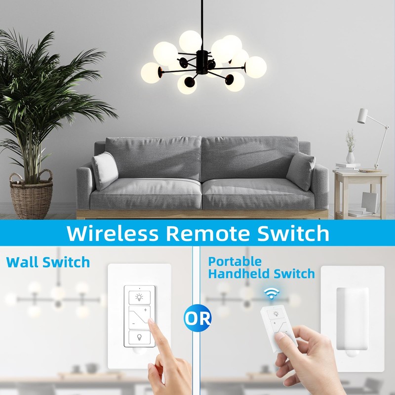 Smart Dimmer Light Switch with Wireless Remote, Compatible with Alexa